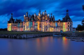 France, Loir et Cher (41), Vallée de la Loire classée Patrimoine Mondial de l' UNESCO, château de Chambord, son et lumière  France, Loir et Cher, Loire Valley listed as World Heritage by UNESCO, Chateau de Chambord by night, son et lumiere